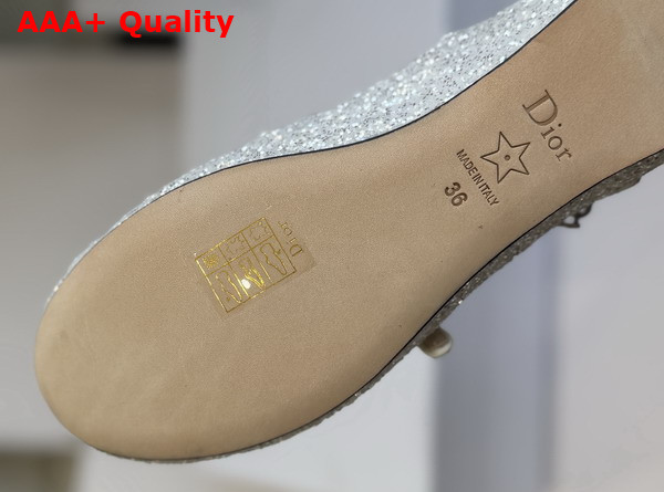 Dior Very Dior Ballet Flat in White Lambskin and Glitter Replica