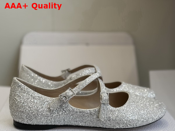 Dior Very Dior Ballet Flat in White Lambskin and Glitter Replica