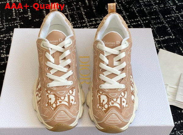 Dior Vibe Sneaker White Mesh Printed with Dior Oblique Motif and Nude Leather Effect Panels Replica