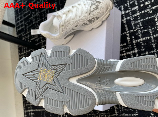 Dior Vibe Sneaker White Mesh Printed with Dior Oblique Motif and White and Grey Leather Effect Panels Replica