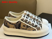 Dior Walk N Dior Platform Sneaker Beige and Black Cotton Embroidered with Plan de Paris Motif Replica