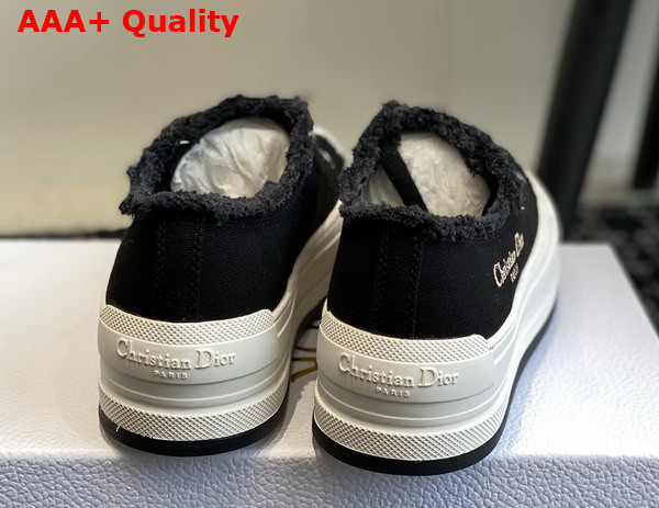 Dior Walk N Dior Platform Sneaker Black Fringed Cotton Canvas with Embroideries Replica