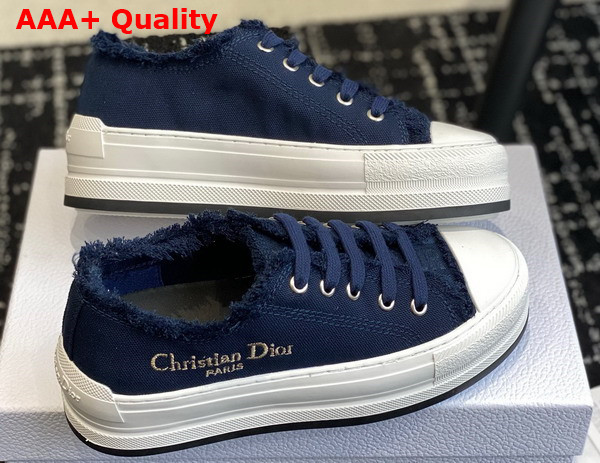 Dior Walk N Dior Platform Sneaker Blue Fringed Cotton Canvas with Embroideries Replica