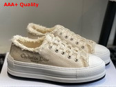 Dior Walk N Dior Platform Sneaker Ecru Fringed Cotton Canvas with Embroideries Replica