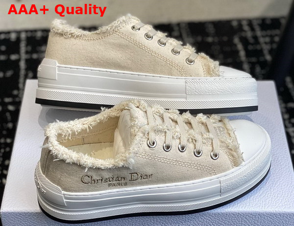 Dior Walk N Dior Platform Sneaker Ecru Fringed Cotton Canvas with Embroideries Replica