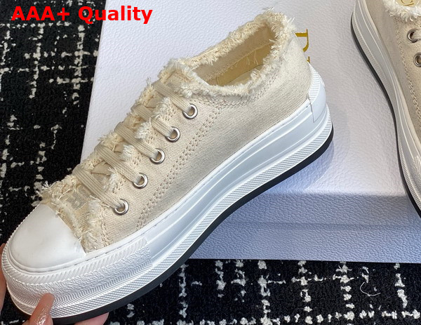 Dior Walk N Dior Platform Sneaker Ecru Fringed Cotton Canvas with Embroideries Replica