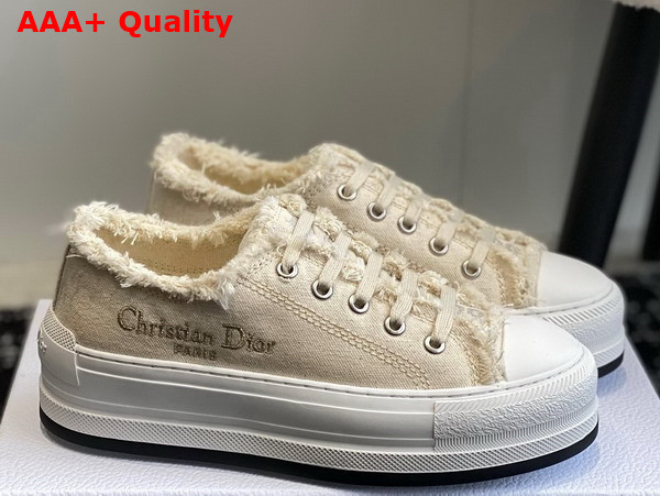 Dior Walk N Dior Platform Sneaker Ecru Fringed Cotton Canvas with Embroideries Replica