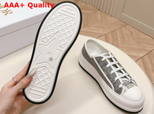 Dior Walk N Dior Platform Sneaker Gray Calfskin Textured with Dior Oblique Motif and Embroidered Cotton Replica