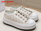 Dior Walk N Dior Platform Sneaker White Calfskin Textured with Dior Oblique Motif and Embroidered Cotton Replica
