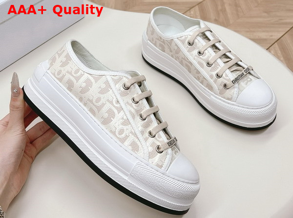 Dior Walk N Dior Platform Sneaker White Calfskin Textured with Dior Oblique Motif and Embroidered Cotton Replica