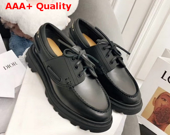 Dior Walker Boat Shoe Black Rubber and Calfskin Replica