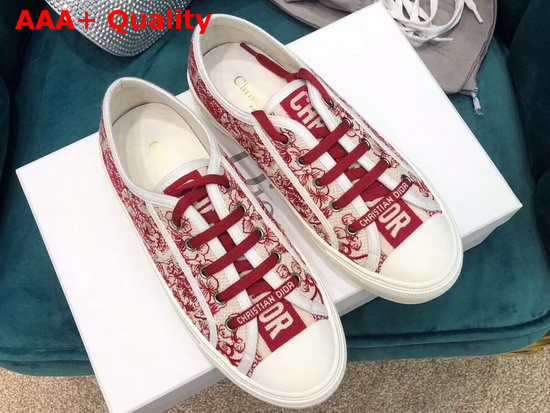 Dior WalknDior Sneaker Embroidered with Red Blooms Motif Replica