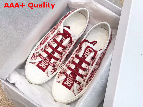 Dior WalknDior Sneaker Embroidered with Red Blooms Motif Replica