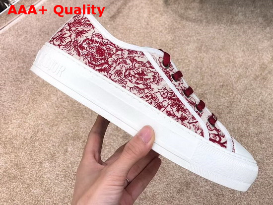 Dior WalknDior Sneaker Embroidered with Red Blooms Motif Replica