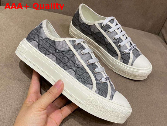 Dior WalknDior Sneaker Gray Denim with Cannage Embroidery Replica