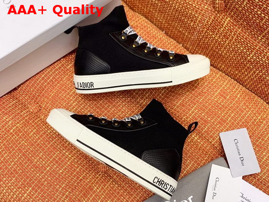 Dior WalknDior Technical Knit Mid Top Sneaker in Black Replica