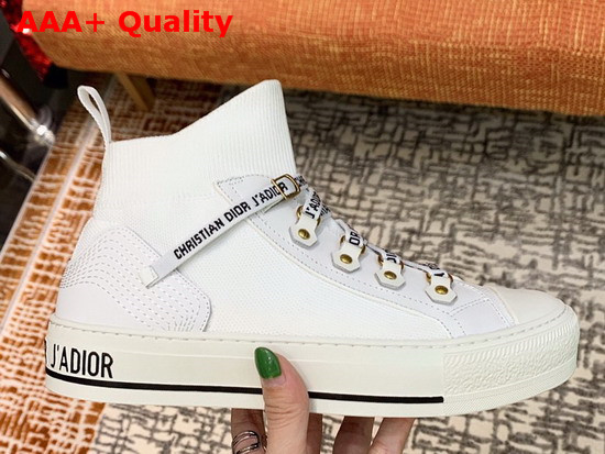 Dior WalknDior Technical Knit Mid Top Sneaker in White Replica