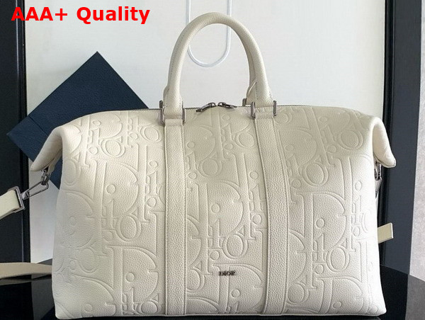 Dior Weekender 40 Beige Dior Gravity Outline Leather and Beige Grained Calfskin Replica