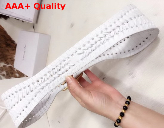 Dior White 30 Montaigne Calfskin Belt with Threaded Edges Replica