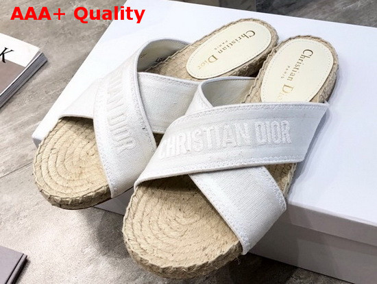 Dior White Dior Granville Embroidered Cotton Mule Replica