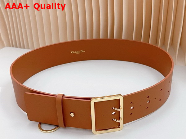 Dior Wide Belt in Dark Brandy Calfskin Replica