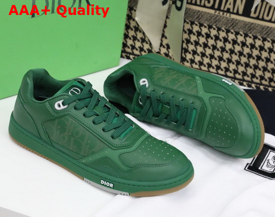 Dior World Tour B27 Low Top Sneaker Green Dior Oblique Galaxy Calfskin with Smooth Calfskin and Suede Replica