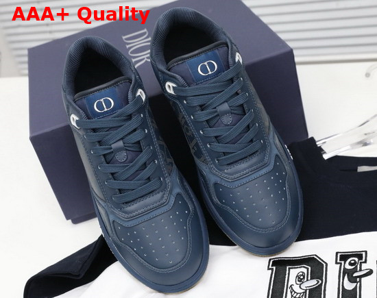 Dior World Tour B27 Low Top Sneaker Navy Blue Dior Oblique Galaxy Calfskin with Smooth Calfskin and Suede Replica