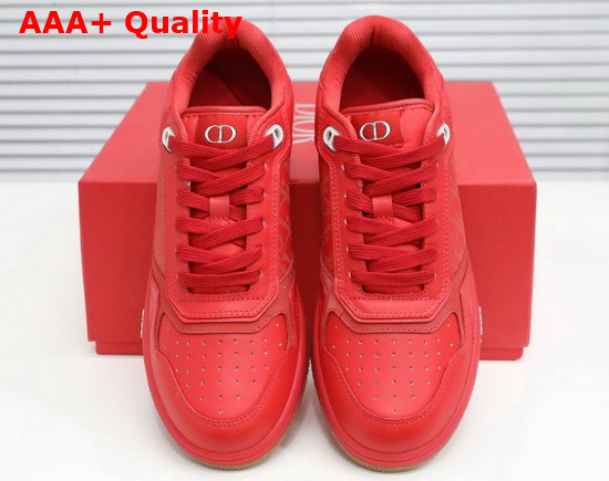 Dior World Tour B27 Low Top Sneaker Red Dior Oblique Galaxy Calfskin with Smooth Calfskin and Suede Replica