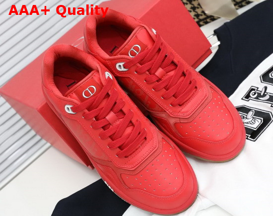 Dior World Tour B27 Low Top Sneaker Red Dior Oblique Galaxy Calfskin with Smooth Calfskin and Suede Replica