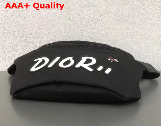 Dior X Kaws Black Nylon Belt Bag with White Dior Logo Replica
