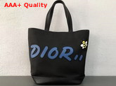 Dior X Kaws Tote in Black Nylon with Blue Dior Logo Replica