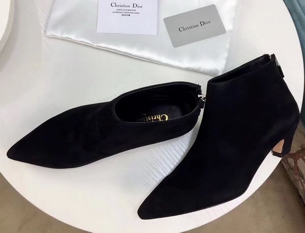 Dior Zip Up Ankle Boot in Black Suede Calfskin 4cm Heel For Sale