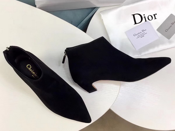 Dior Zip Up Ankle Boot in Black Suede Calfskin 4cm Heel For Sale