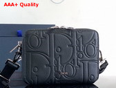 Dior Zipped Pouch with Strap in Black Dior Gravity Leather Replica