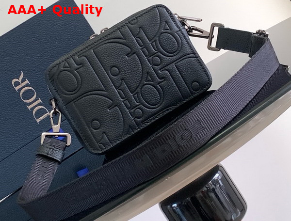 Dior Zipped Pouch with Strap in Black Dior Gravity Leather Replica