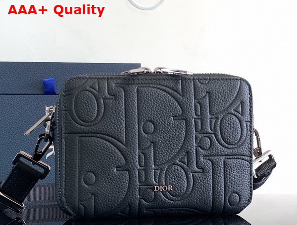 Dior Zipped Pouch with Strap in Black Dior Gravity Leather Replica