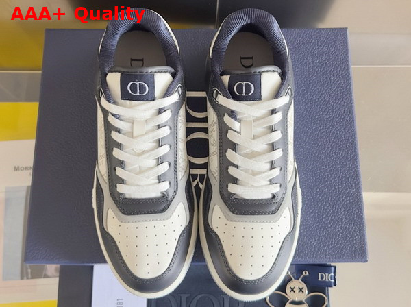 Dior and Hylton Nel B27 Uptown Low Top Sneaker Navy Blue and White Smooth Calfskin with White Dior Oblique Galaxy Leather Replica