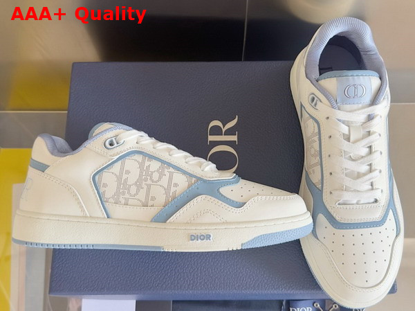 Dior and Hylton Nel B27 Uptown Low Top Sneaker White and Blue Smooth Calfskin with White Dior Oblique Galaxy Leather Replica