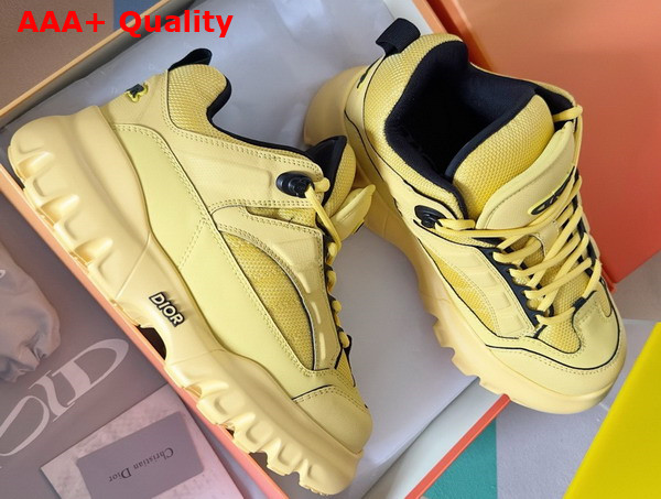 Dior and Lewis Hamilton Dior Snow Derby Shoe Limited and Numbered Edition Yellow Technical Mesh and Yellow Leather Effect Technical Fabric Replica