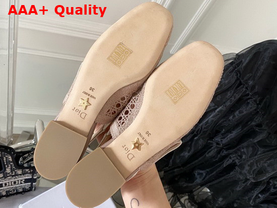 Dior and Moi Slingback Ballerina Flat Nude Cannage Embroidered Mesh Replica