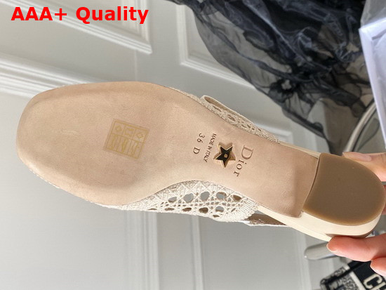 Dior and Moi Slingback Pump Beige Cannage Mesh Embroidery Replica
