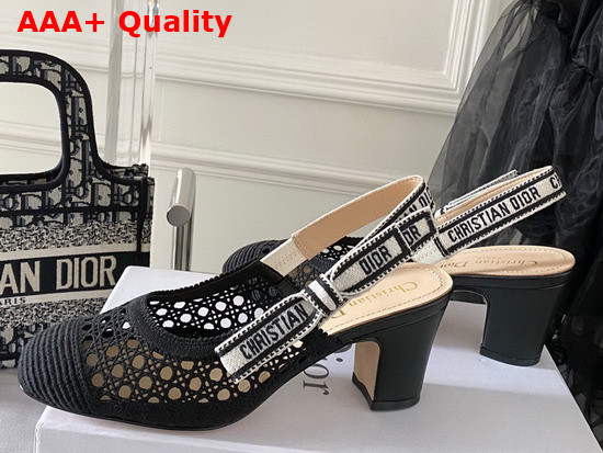 Dior and Moi Slingback Pump Black Cannage Embroidered Mesh Replica
