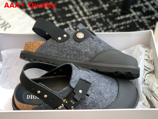 Dior by Birkenstock Milano Mule Dior Blue Felted Wool Replica