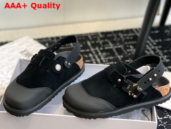 Dior by Birkenstock Tokio Mule Black Nubuck Calfskin Replica