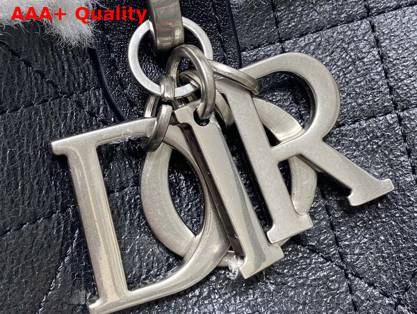 DiorAlps Large Dior Toujours Bag in Black Macrocannage Crinkled Calfskin and Merino Wool Replica