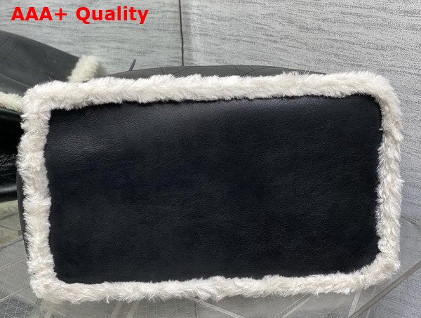 DiorAlps Large Dior Toujours Bag in Black Macrocannage Crinkled Calfskin and Merino Wool Replica