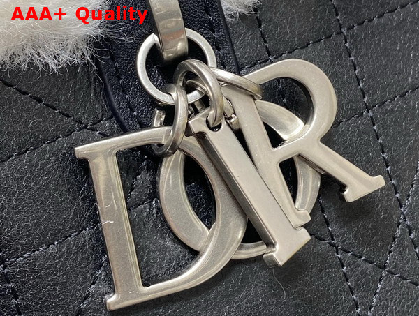 DiorAlps Medium Dior Toujours Bag in Black Macrocannage Crinkled Calfskin and Merino Wool Replica