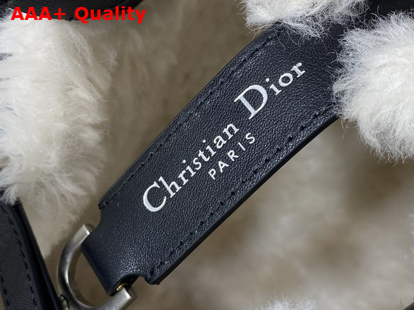 DiorAlps Medium Dior Toujours Bag in Black Macrocannage Crinkled Calfskin and Merino Wool Replica