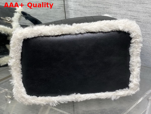 DiorAlps Medium Dior Toujours Bag in Black Macrocannage Crinkled Calfskin and Merino Wool Replica