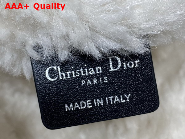 DiorAlps Medium Dior Toujours Vertical Tote Bag in Black Macrocannage Lambskin with Aged Effect and Ecru Merino Wool Replica